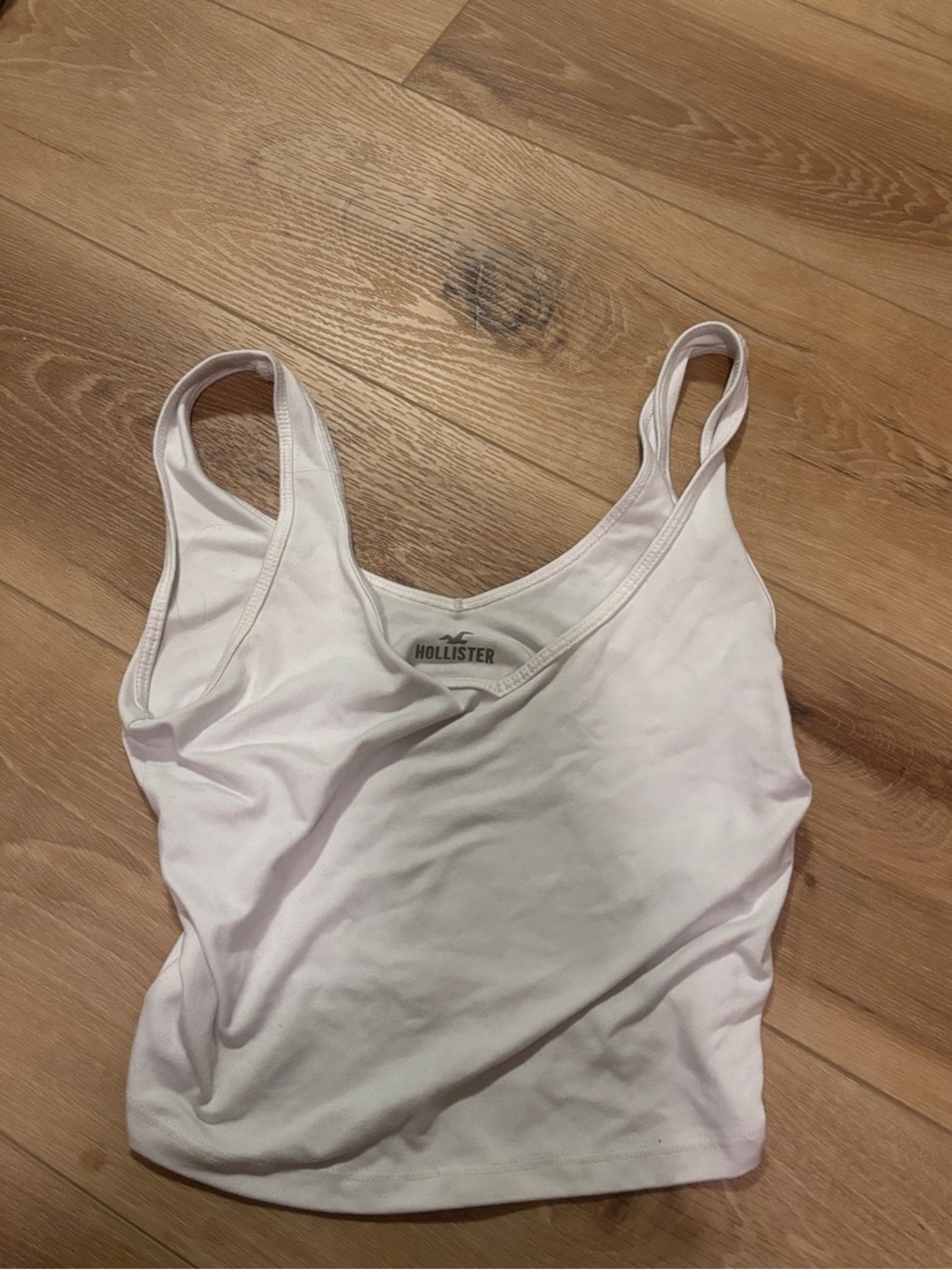 Hollister White V-Neck Crop Tank